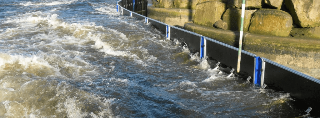 AquaFence flood barrier in action