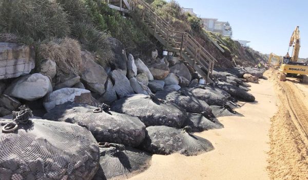 kyowa Rock Bags in shoreline to stop water erosion