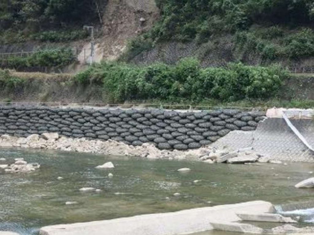 Rail line landslide repaired with Rock Bags - AFTER