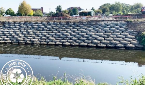 Preventing erosion caused by water with rock bag gabion wall