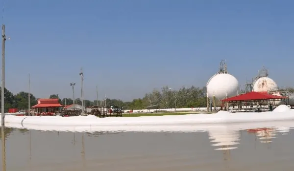 NoFloods mobile flood barrier tubes protecting an industrial site